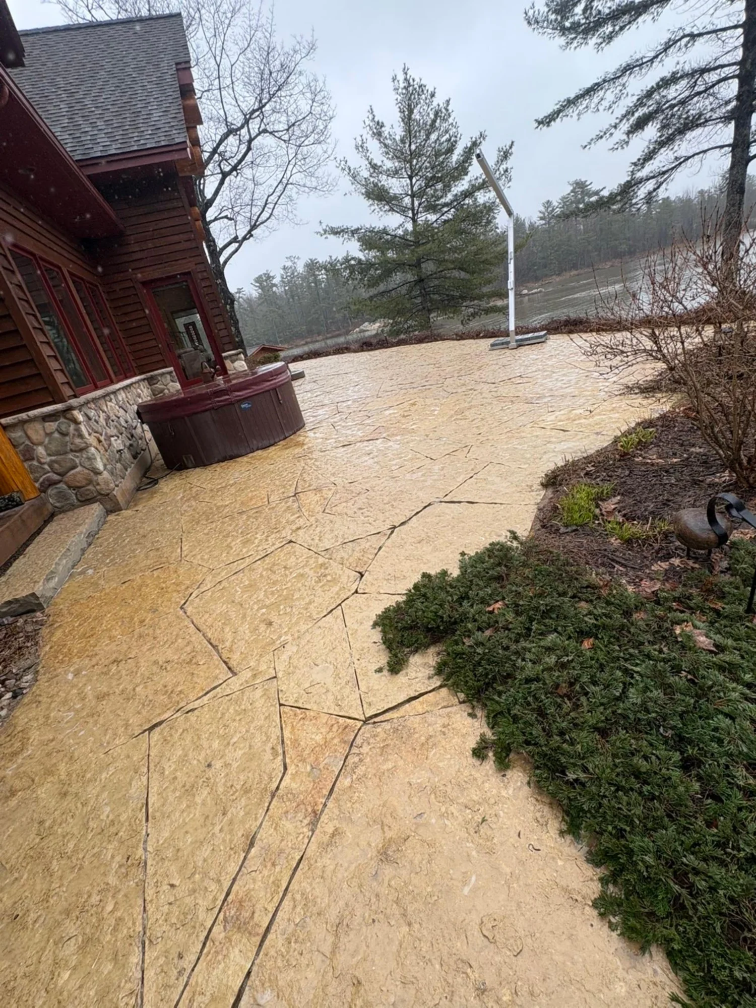 Interlock driveway from the street after Imperial Cleaning pressure wash and seal