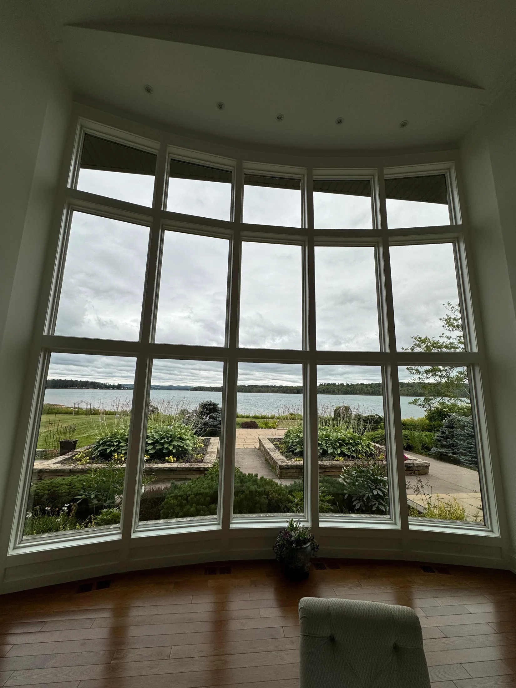Bay window overlooking the lake, cleaned by Imperial Cleaning